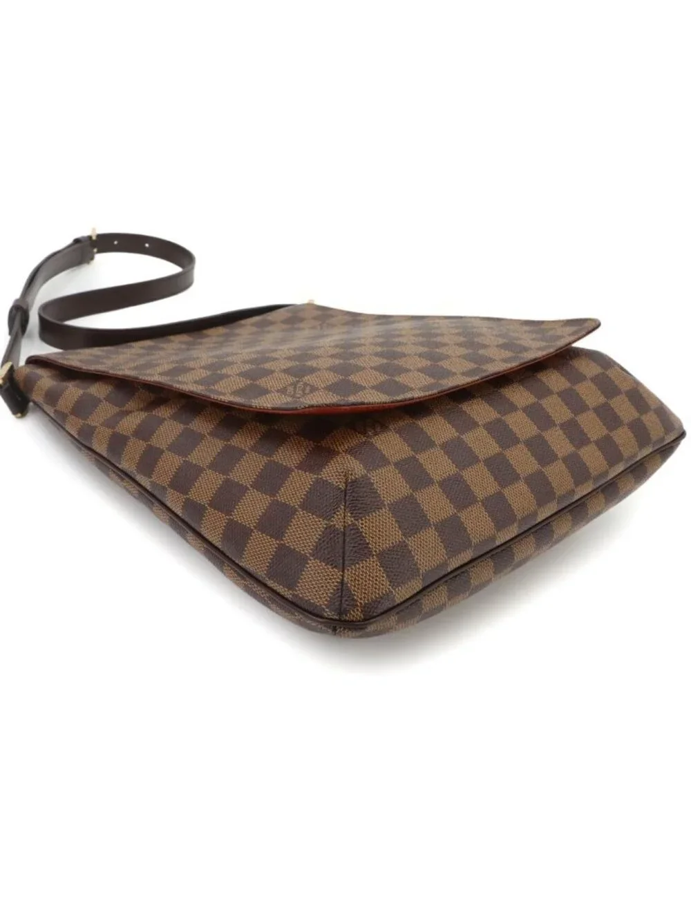 Louis Vuitton Damier Musette Shoulder Bag Ebene Brown Gold